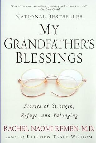 My Grandfather's Blessings by Rachel Naomi Remen. 400 pages. Written by an oncologist, this book shares lessons she learned from her grandfather on how to be more fulfilled in life.